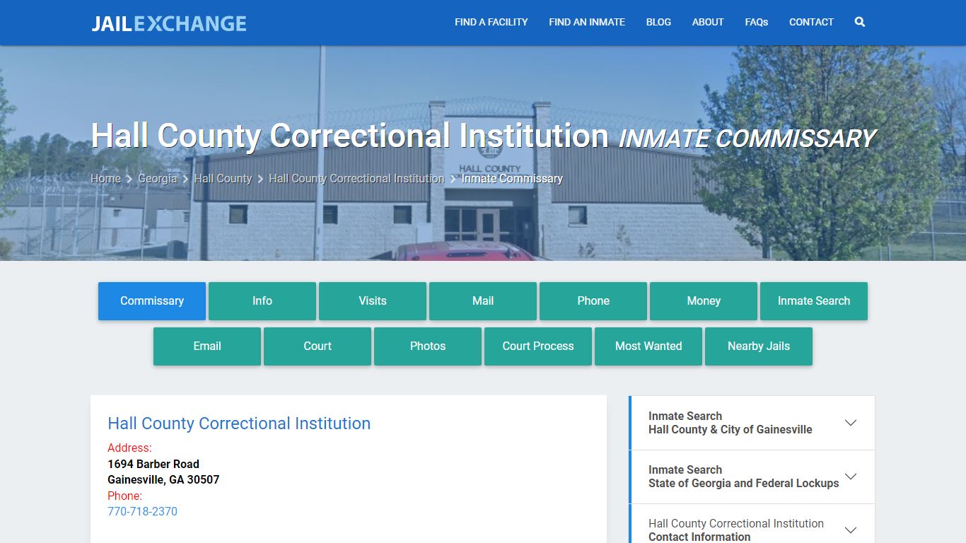 Hall County Correctional Institution Inmate Commissary - Jail Exchange