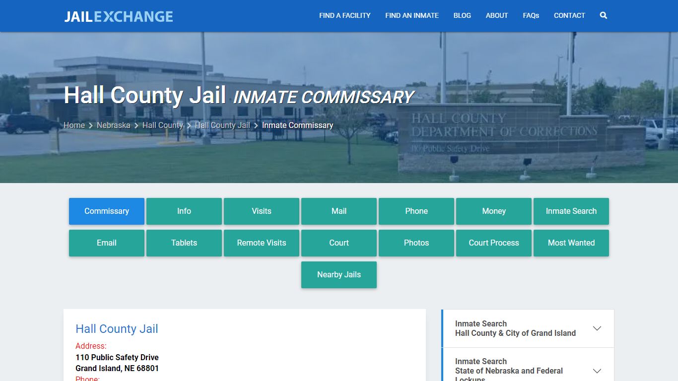 Inmate Commissary, Care Packs - Hall County Jail, NE